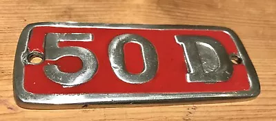 David Brown 50D Brushed Aluminium And Red Enamel Side Badge • £4