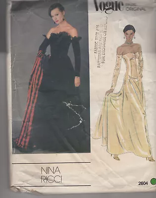 VTG 1985 Vogue Paris Original Uncut Ballgown  #2604 Size 12 Nina Ricci Pattern • $19.75