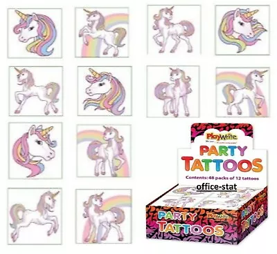 72 Unicorn Temporary Tattoos Birthday Party Loot Bag Toy Fillers For Girls Kids • £3.99