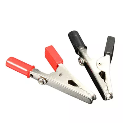 2X Red Black Alligator Clip Clamp To 4mm Banana Female Jack Test Adapte YT • $6.02