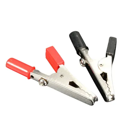 2X Red Black Alligator Clip Clamp To 4mm Banana Female Jack Test Adapter 55mH-$n • $4.47