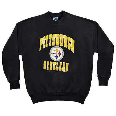 VINTAGE Pittsburg Steelers Sweater Mens XXL Black Bike NFL Football Pullover * • $31.32