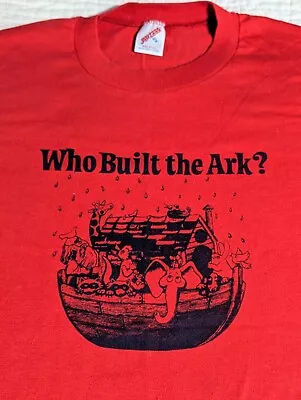 Vintage T Shirt Jerzees Sz XL  Who Built The Ark?  Single Stitch Red Noah Jesus • $30
