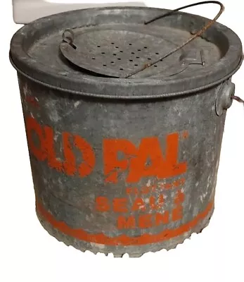 Vintage Old Pal/Woodstream Galvanized Floating Minnow Pail Bucket & Bait Can • $30