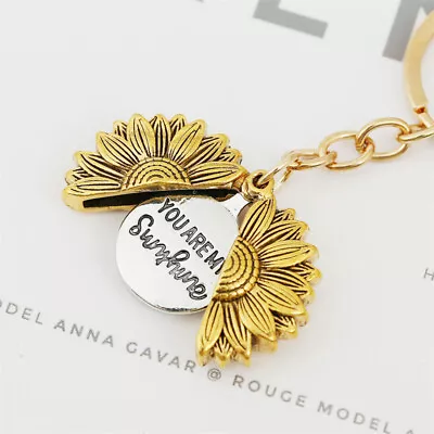 Sunflower You Are My Sunshine Open Locket Pendant Necklace Sweater Chain Women • £5.63