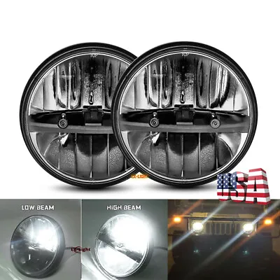Pair 7  Round LED Headlights Hi/Lo Beam For Military Truck For M998 M923 M35a2  • $85.99