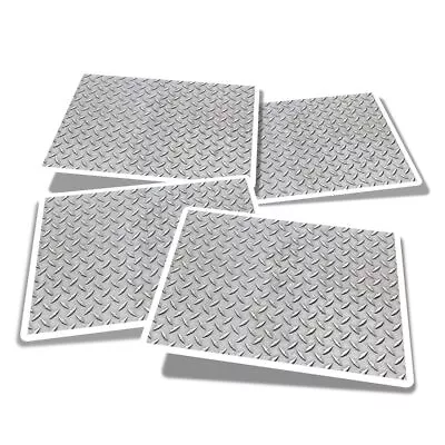 4x Vinyl Stickers Imitation Metal Checker Plate Floor #51224 • £3.99