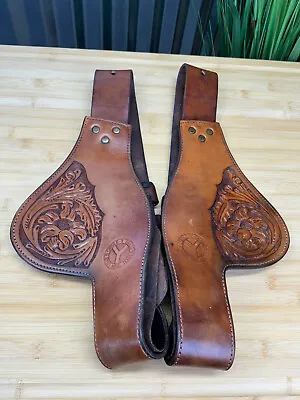 CIRCLE Y Tooled Leather Western YOUTH KIDS Saddle Fenders ~ Medium Oil • $150