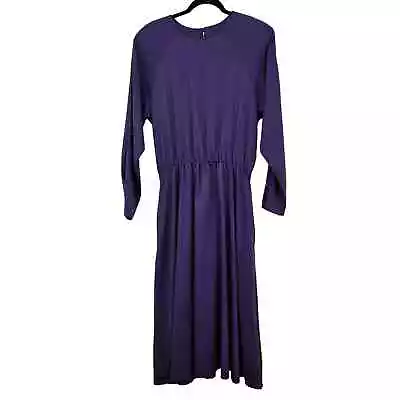 Stefan Fashions VINTAGE 14 Large Maxi Dress Purple Pockets Long Sleeve USA Made  • $24.74