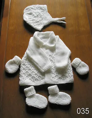 £14.99 • Buy  Baby White Matinee Set New 0 To 3 Months Hand Knitted Coat Hat Booties Mitts