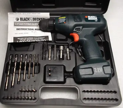BLACK & DECKER 9099KB Cordless 7.2V Drill With Charger & Hard Case & Asst. Bits! • $17.99
