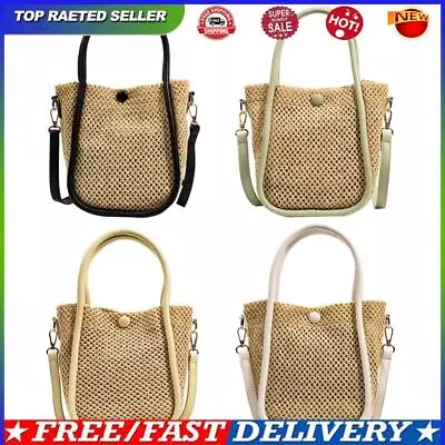 Hollow Straw Handbag Woven Beach Holiday Leather Shoulder Crossbody Bags • $20.89