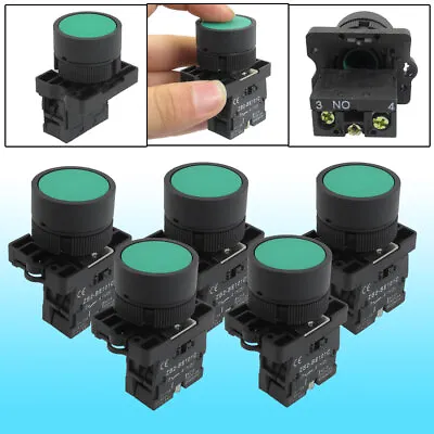5pcs 22mm 1 NO N/O Green Sign Momentary Push Button Switch 600V 10A ZB2-BE101C • $14.17