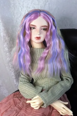 1/4 7-8  BJD DOLL WIG MSD Sd Pastel Multi Color Wavy Medium Length Hair JR-185 • $26.50