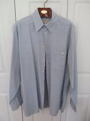 Ermenegildo Zegna Mens Blue Cotton/Linen Long Sleeve Button Up Shirt XXL • $39.99