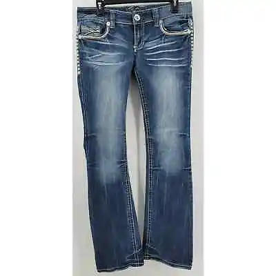 Vanity Premium Collection Bootcut Jeans Womens 29W/33L Blue Low Rise Embellished • $28