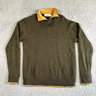 Irelandseye Sweater Men's Large Green 1/4 Zip Mock Neck 100% Wool Pullover Irish • $28.99