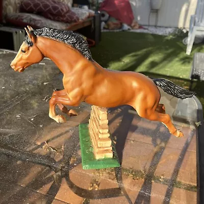 Vintage Breyer Jumping Horse Bay W/Stone Wall #300 Brown Ships Today • $39.97