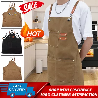 Mens Aprons Canvas Woodworking Vintage For Gardening Work Shop Apron Heavy Duty • $12.55