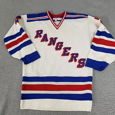 VINTAGE New York Rangers Jersey Mens Extra Large White 5 Barry Beck Oshea USA XL • $215