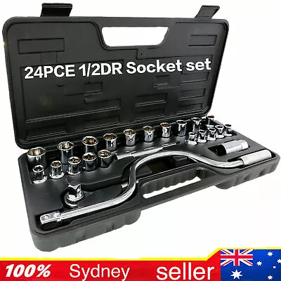 24pc 1/2  Metric Drive Socket Toolkit Extension T Bar Ratchet Spanner Set • $49.90