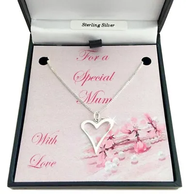 Sterling Silver Heart Necklace Pendant. Gift For Mum Daughter Sister Etc • £15.99