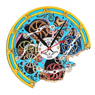 Automaton Bite Large Moving Gears Wall Clock 1682 Gipsy Boho Steampunk Loft Art • $149