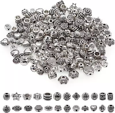 180Pcs± Silver Spacer Beads For Jewelry Making- 100G Tibetan Beads Spacer 24 Sty • $12.15