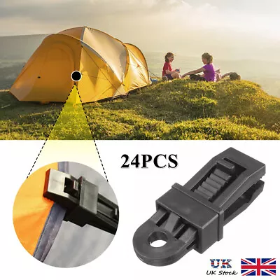 £7.49 • Buy 24X Reusable Tent Tarp Clips Lock Grip Awning Clamp Tent Clip For Tents, Covers