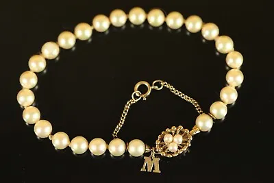 Vintage MAJORICA Pearl Bracelet With 925 Sterling Silver Gold Filled Clasp  C922 • $98.99