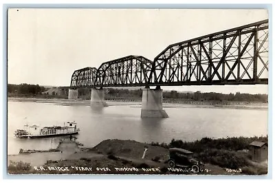 RR Railroad Bridge Ferry Over Missouri River Mobridge SD RPPC Photo Postcard • $39.95