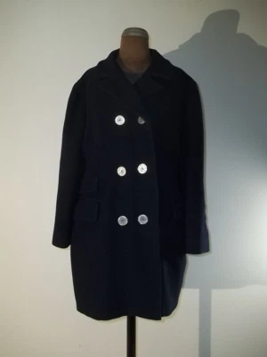 $25.99 • Buy Vintage 1960s Women’s Golden Luxury Camel Hair Winter Pea Coat Navy Size M L