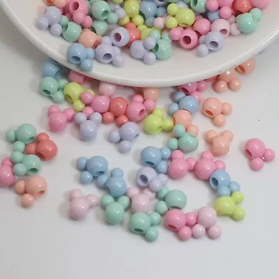 300pcs Mixed Pastel Color Acrylic Mouse Face Beads 8mm Jewelry Making • $3.32