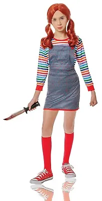 Girls Evil Killer Doll Scary Halloween Dress Striped Shirt Romper 80s Child M L • $18.01