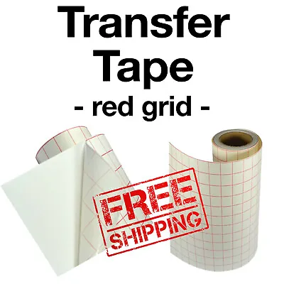 Red Grid Transfer Paper Tape For Vinyl Crafts Hobby Roll 12 X5' - BEST SELLER • $9.98