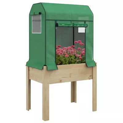 Outsunny Wooden Raised Planter With PE Greenhouse Cover And Bed Liner • £59.99