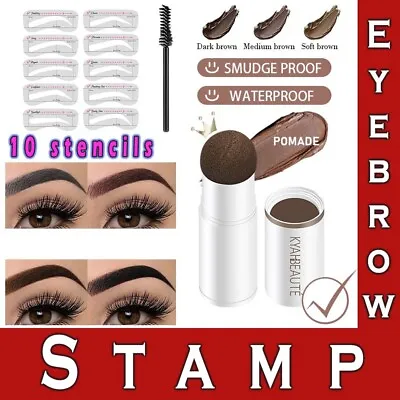 Eyebrow Shaping Kit Waterproof One Step Perfect Brow Stamp Stencils Makeup Set • £3.87