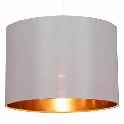 Modern Grey And Copper Easy Fit Ceiling Light Shade 30cm Faux Silk Shade • £12.99