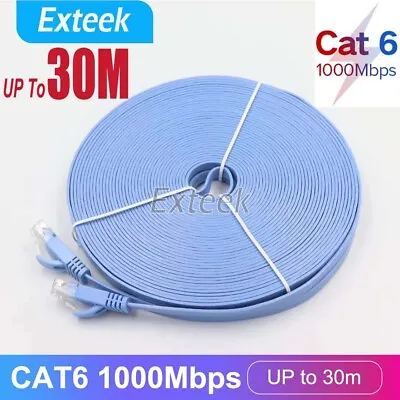 Long CAT6 RJ45 1000Mbps Flat Ethernet Cable Internet LANs Network Cord Router • $4.99