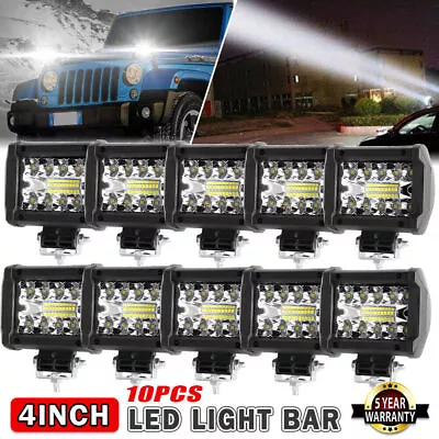 10PCS 4 Inch 12V 1200W LED Work Light Bar Flood Pod Driving Off-Road Tractor 4WD • $59.99