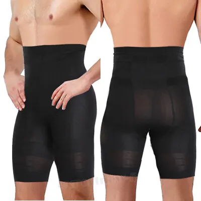 Men Tummy Compression High Waist Boxer Shorts Slimming Body Shaper Girdle Pants • £7.79