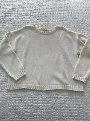 Margaret O’Leary M.O.L. Knits White Cotton Blend Sweater Size L/XL • $45