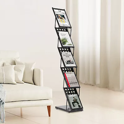 5pockets Foldable Magazine Display Rack Stand A4 Brochure Holder Exhibition Show • £70.45