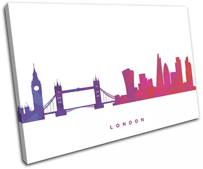 London  Skyline Geometric City SINGLE CANVAS WALL ART Picture Print • £24.99