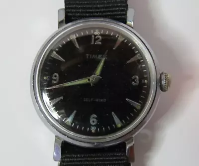 Vintage Timex Self-wind (automatic) Silver Tone Watch Black Dial • $22.50