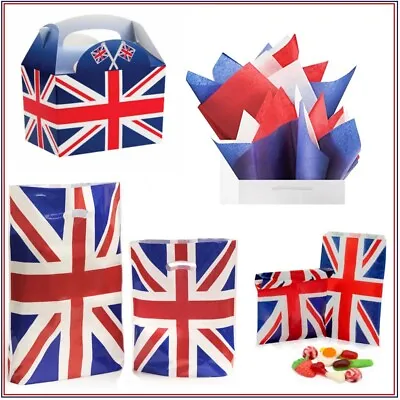 Union Jack Street Party Candy Sweet Bags Food Boxes Cups Napkins Plates Flag • £1.49