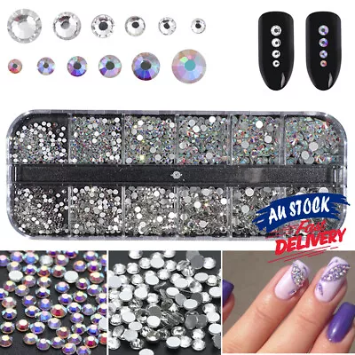 12Grid Nail Art Rhinestone Crystal Gem Pearl Nail Decor Decal Glitter Sequin Tip • $6.96