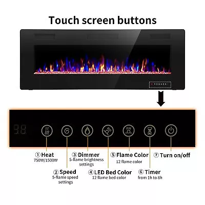 30''- 68'' Electric Fireplace Wall Mounted Recessed Heater Inset Heater Electric • $179.99