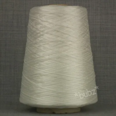 SOFT SILKY SMOOTH 4 PLY YARN 500g CONE 10 BALLS CHAINETTE RIBBON TAPE WHITE  • £15.95
