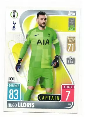 2021-22 Topps Match Attax Soccer Card 119 Hugo Lloris Tottenham Goalkeeper • $0.99